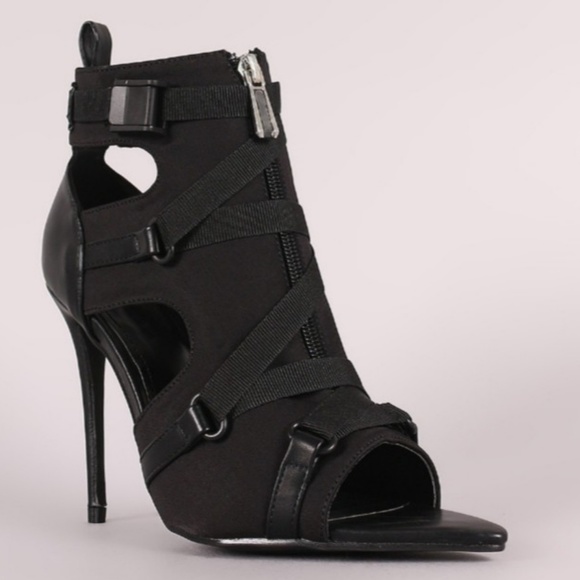 Last Size 6.5 🖤Zipper Trim Lace-Up Stiletto Heel - Picture 4 of 8